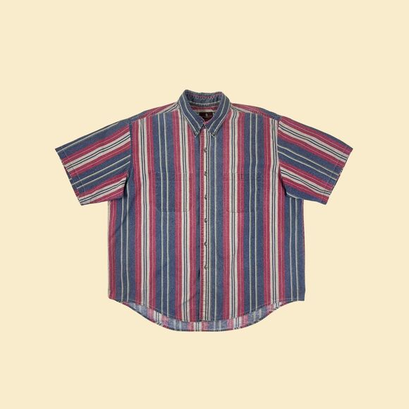 1990s striped shirt by Timbercreek by Wrangler, vintage L to XL button down - Picture 1 of 10